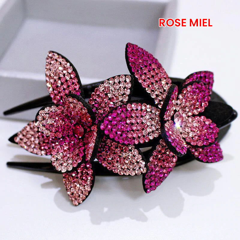 Double Flower Rhinestone Hair Pin | Kalsten