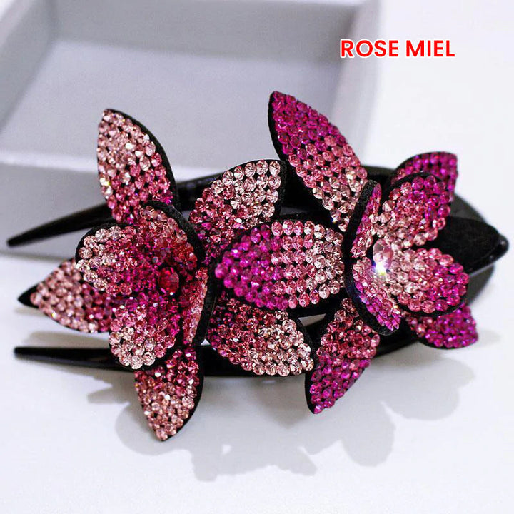 Double Flower Rhinestone Hair Pin | Kalsten