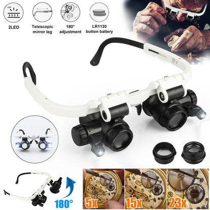 Skanto | Headband Magnifier 8 Lenses LED Light Jewelers Glasses