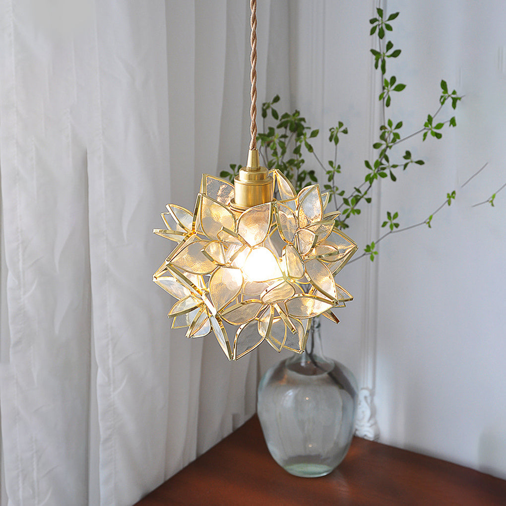 Glass Gardenia Petals Romantic Warm LED French Style Pendant Lights Fixture | Kalsten