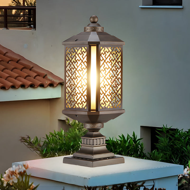 Antique Die-Cast Aluminum Waterproof Glass Shade Retro Fence Post Lights | Kalsten