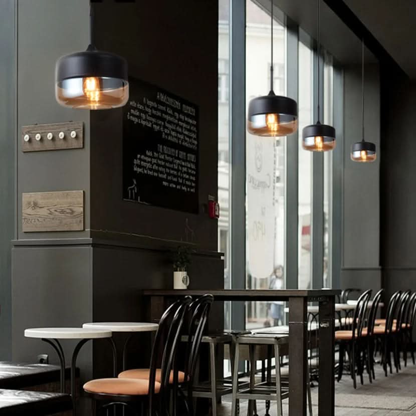 Kalsten | Hand-Blown Glass & Wood Pendant Light Adjustable