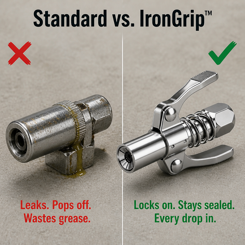 IronGrip Grease Nipple Coupler with Two-Handle Locking | Kalsten
