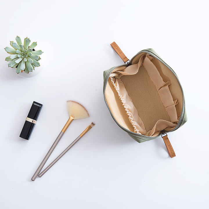 Solid Color Cosmetic Case with Double Zipper | Kalsten
