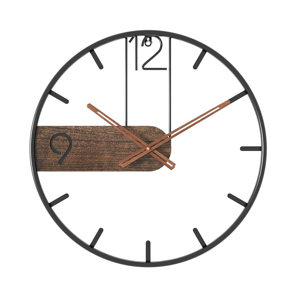 Skanto | Steel-Walnut Wall Clock | Modern Industrial Design with Walnut Wood