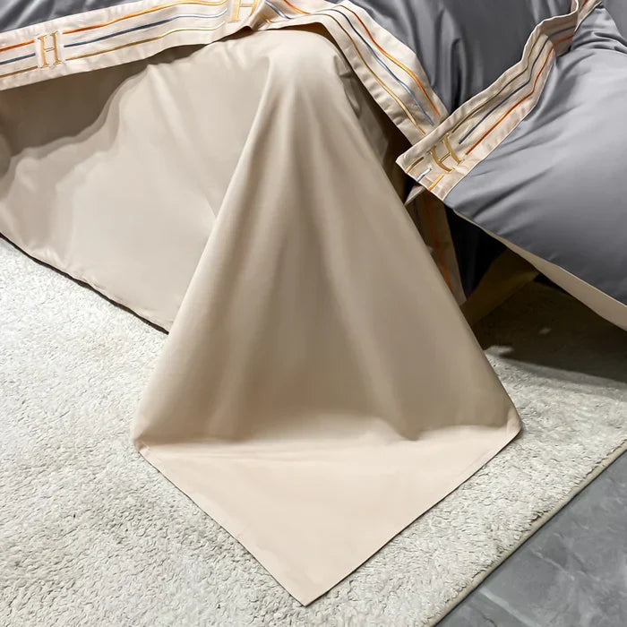 Satin Cotton Embroidered Bedding Set - Luxora | Kalsten