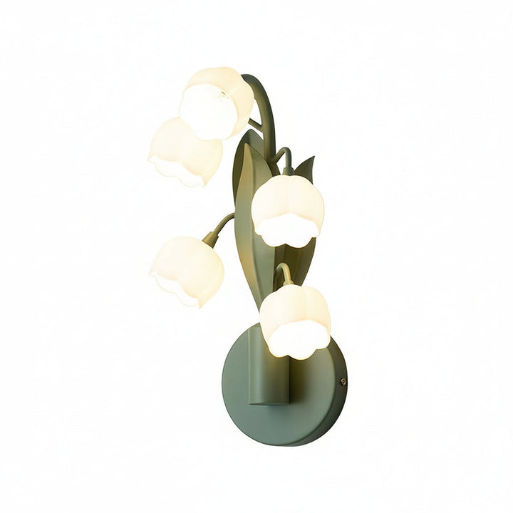 LED Wall Sconce Light – French Country Floral Bellflower Glass (33x18cm / 12.9x7in) | Kalsten