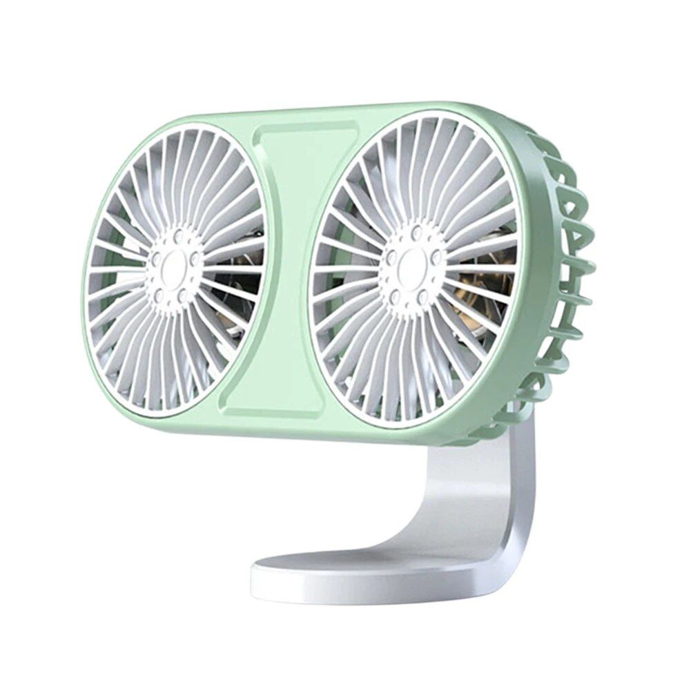 360° Rotating Dual-Head USB Car Fan with Ambient Lighting | Kalsten