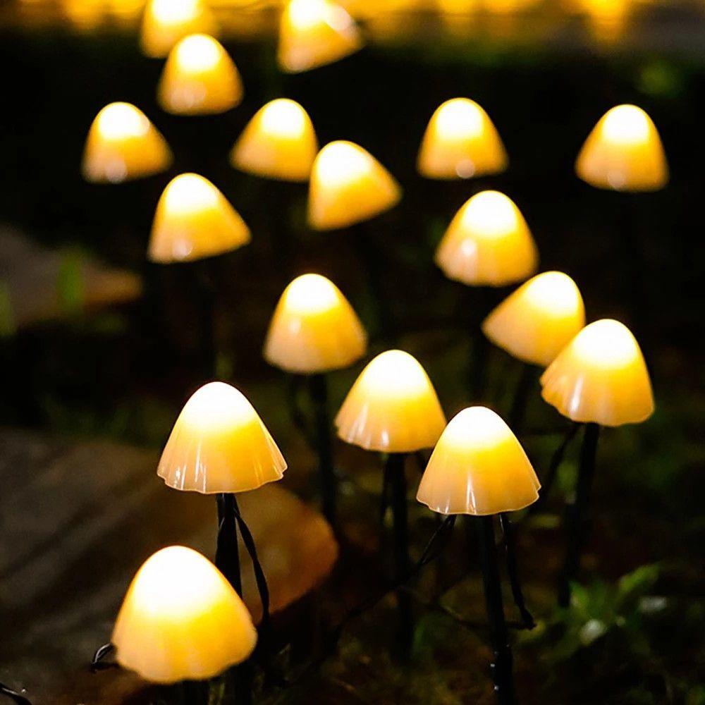 Outdoor Mini Mushroom RGB Solar 16.40 ft String Lights | Kalsten