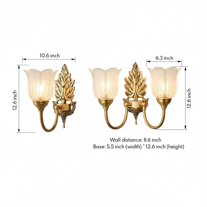 Brass Wall Sconce – American Vintage Bud Glass (E14 LED & 29-30cm) | Kalsten