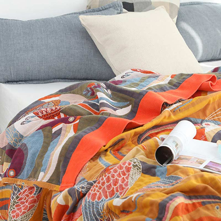 Reversible Organic Cotton Quilt with Toucan Bird Pattern – Soft Eco-Friendly Bedding for Kids, Queen/King Size Options 4