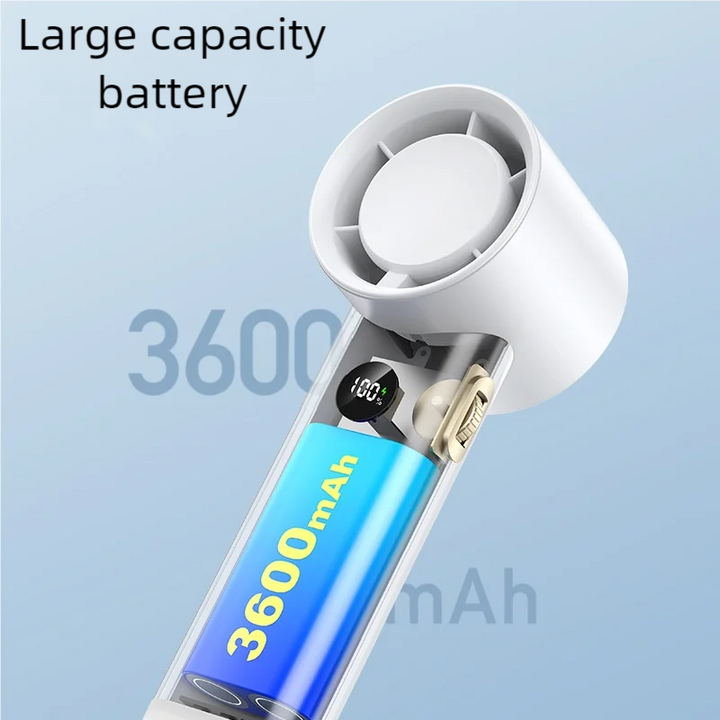 3600mAh USB Rechargeable Handheld Fan with LED Lamp | Kalsten