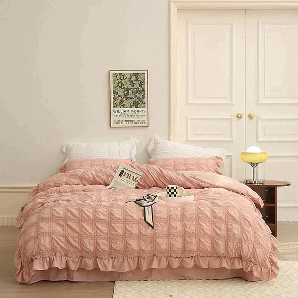 Icy Seersucker Summer Cool Quilt Lace 4-piece Set | Kalsten