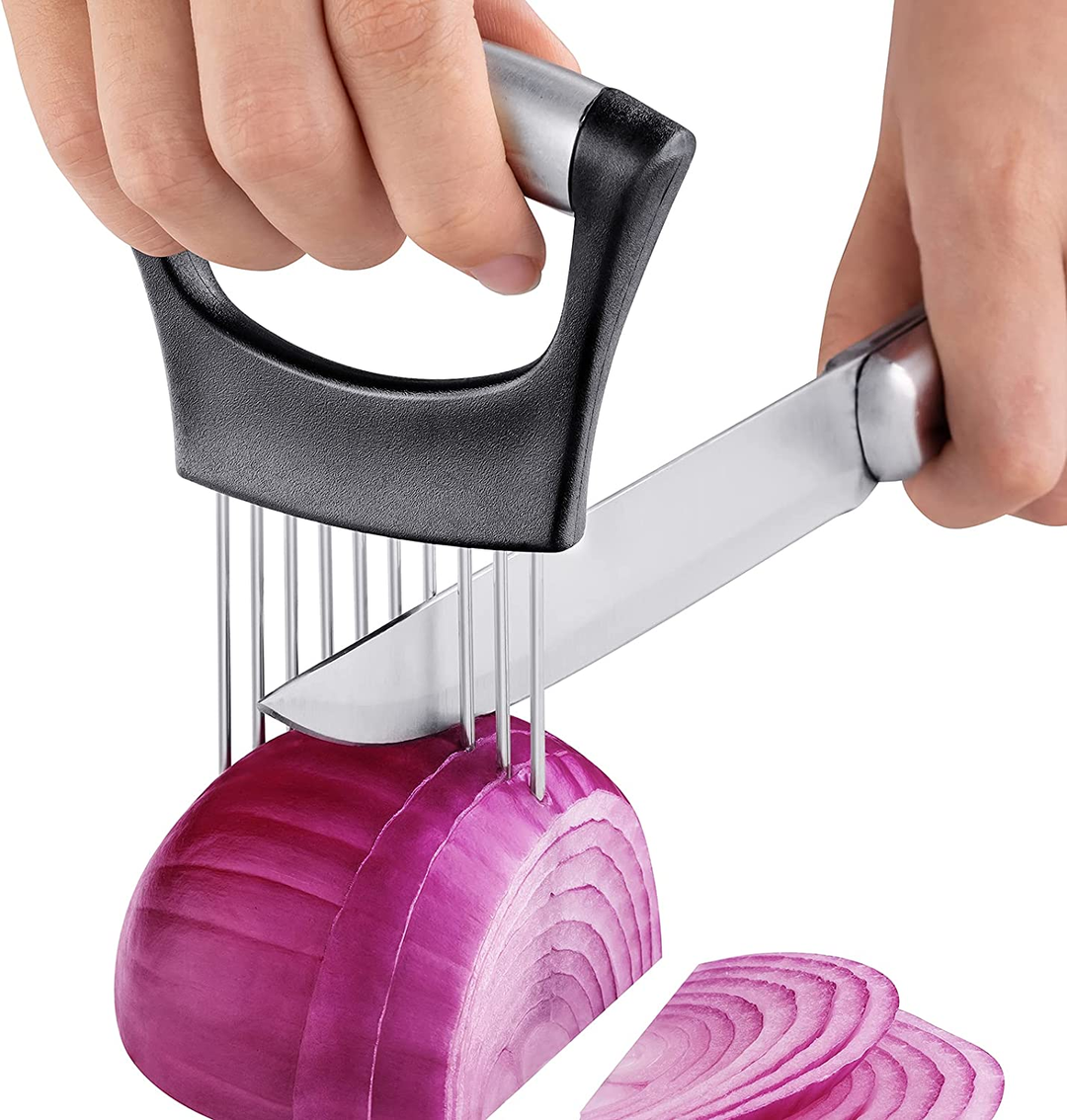 Stainless Steel Onion Cutter Holder, Food Slicers Assistant Tomato Slicer Holder | Kalsten