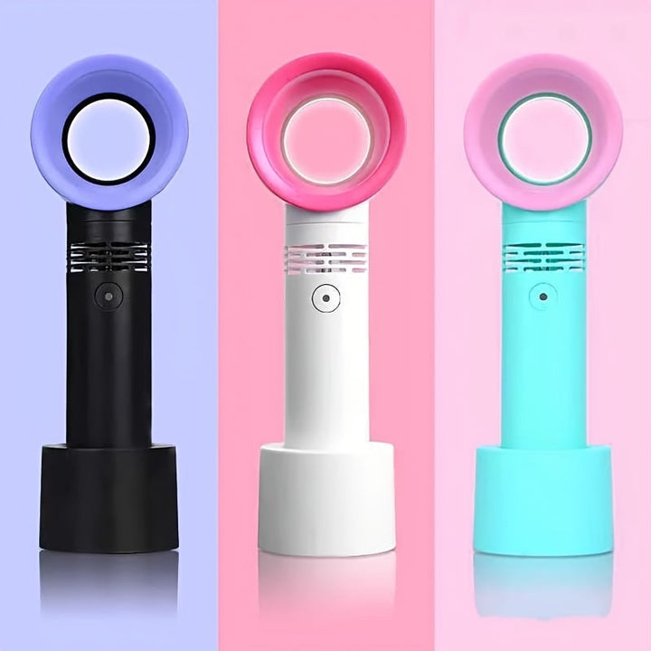 1pc USB Rechargeable Bladeless Handheld Fan - Portable Mini Desk Fan with 3 Speeds for Travel, Camping, Office, and Room Use | Kalsten