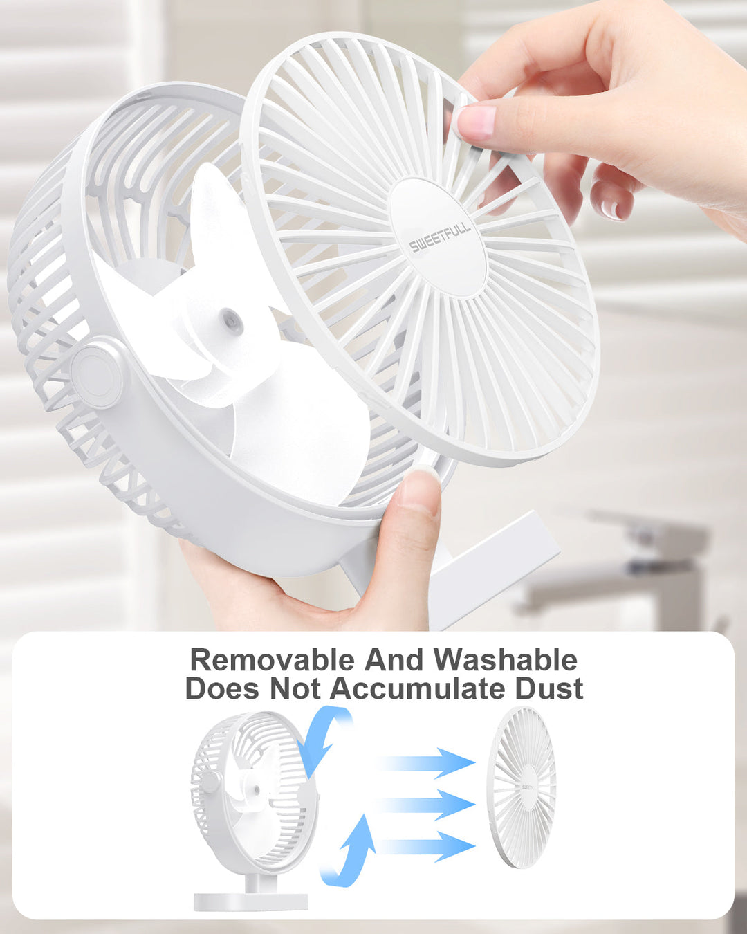 6.5 Inch USB Small Desk Fan for Home Office Car Outdoor Travel | Kalsten