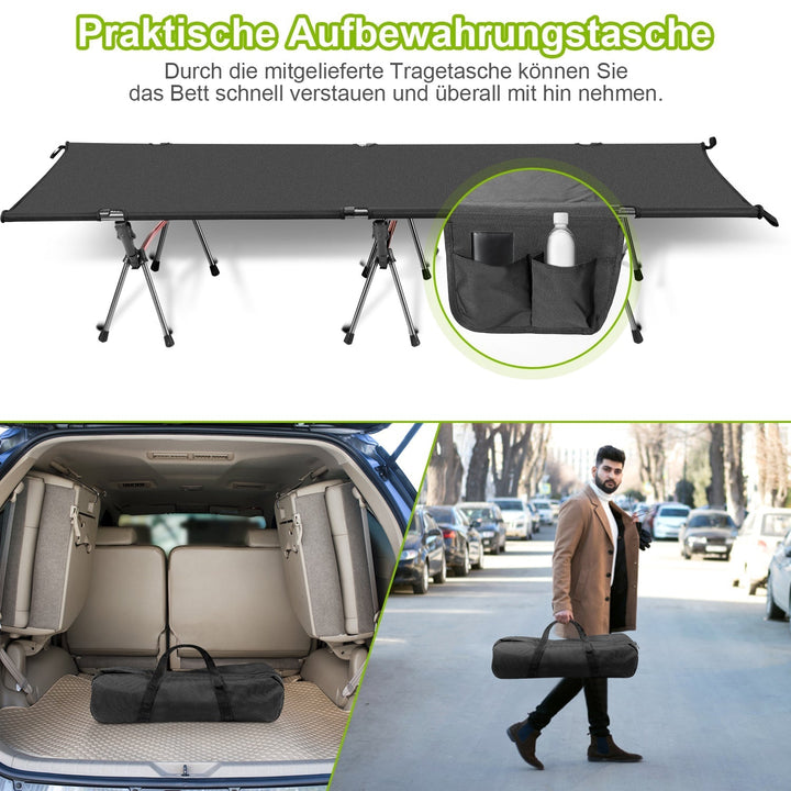 Folding Bed Black Camping Bed Height Adjustable | Kalsten