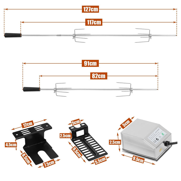 BBQ Grill Skewer Stainless Steel Motor 4x Meat Needle | Kalsten