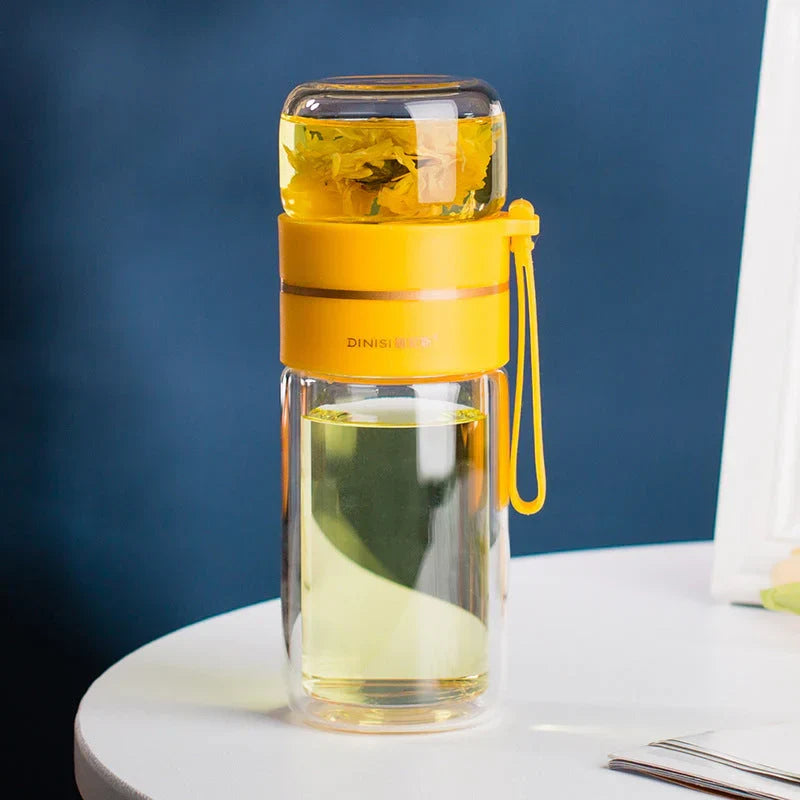 Skanto | Double-Walled Glass Bottle with Tea Filter and Infuser