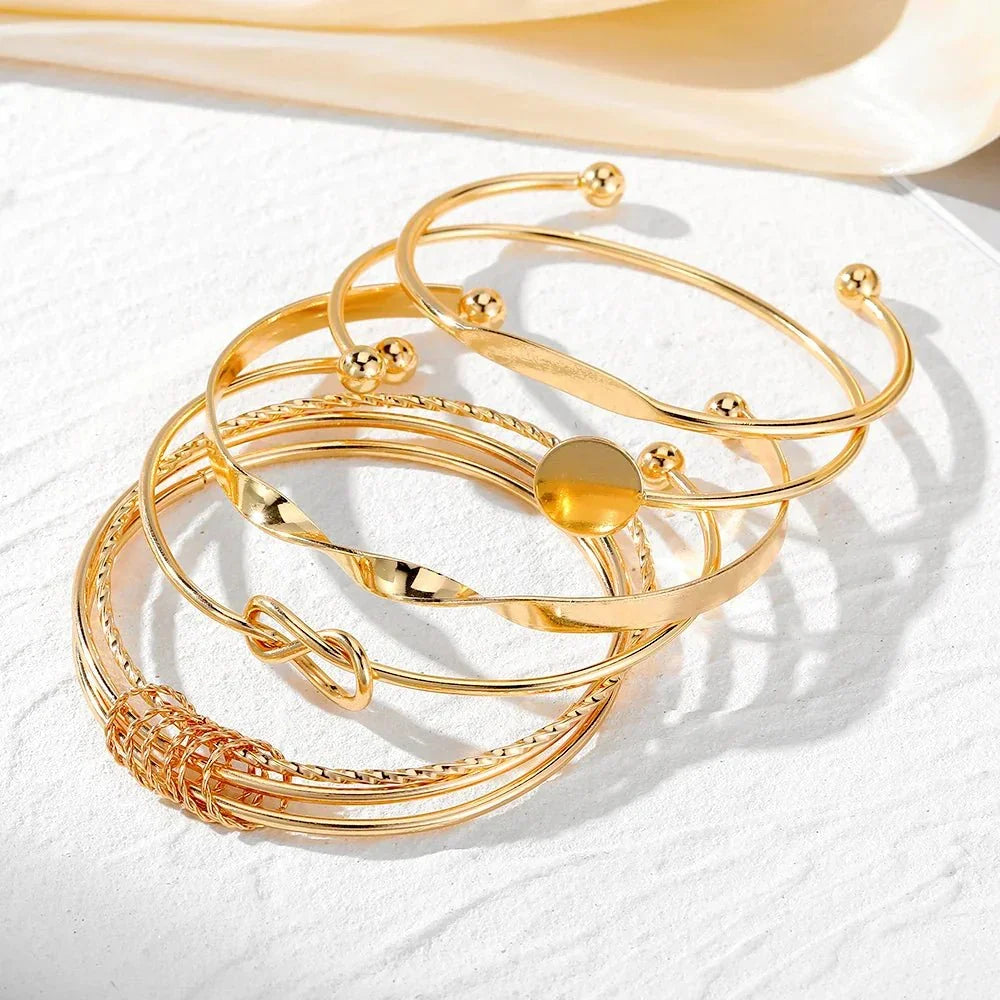 Kalsten | 5pcs Twist Bangle Bracelet Stack