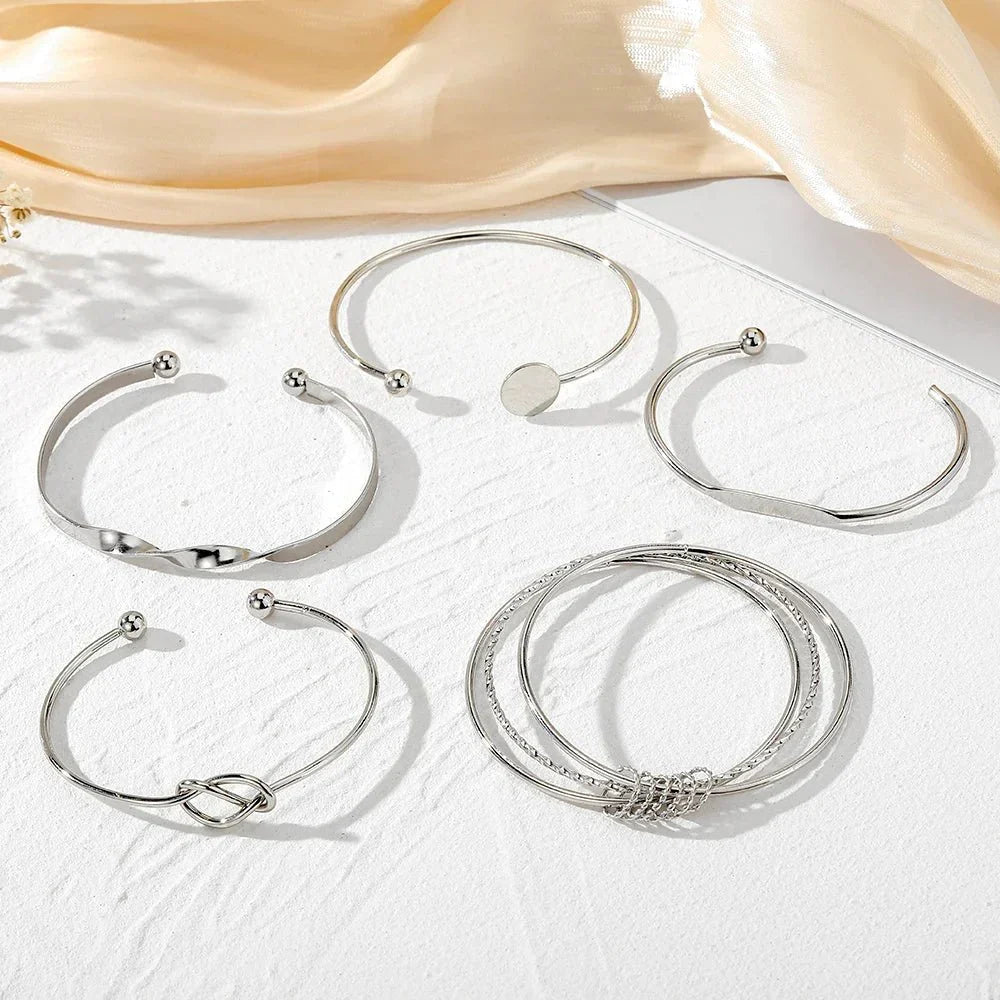 Kalsten | 5pcs Twist Bangle Bracelet Stack