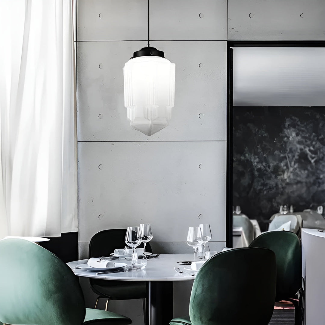 Hanging lamp made of milk glass – Vintage design with geometric glass | Kalsten