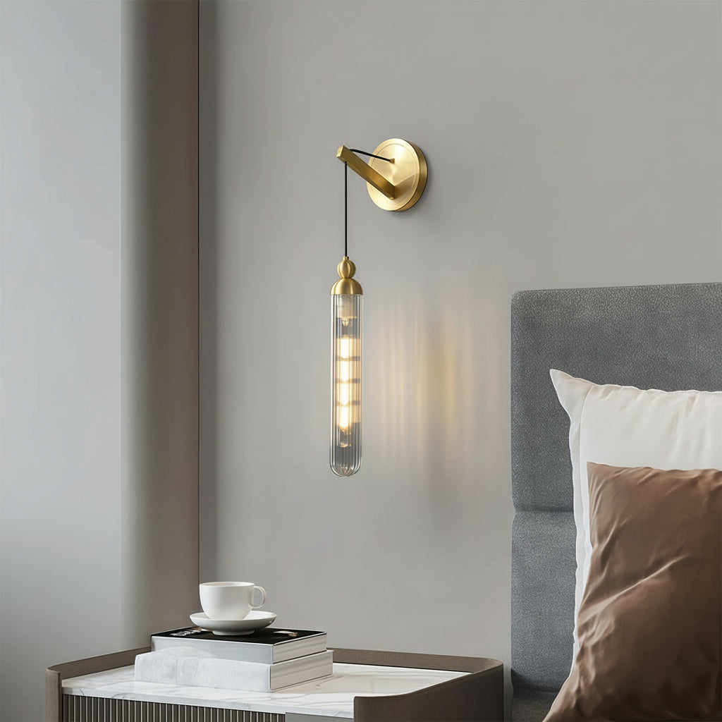 LED Wall Sconce – Minimalist Brass Glass Globe Pendant G9 (12x45cm) | Kalsten