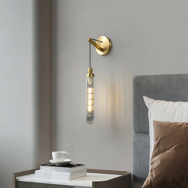 LED Wall Sconce – Minimalist Brass Glass Globe Pendant G9 (12x45cm) | Kalsten