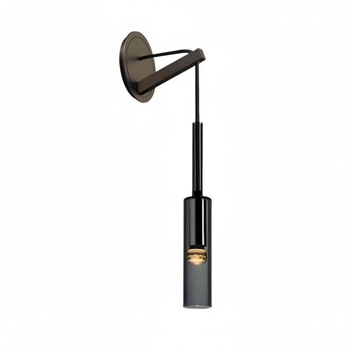 Nordic Cylinder Glass Wall Sconce – Brass & Smoke Gray Pendant Wall Light (E14) | Kalsten