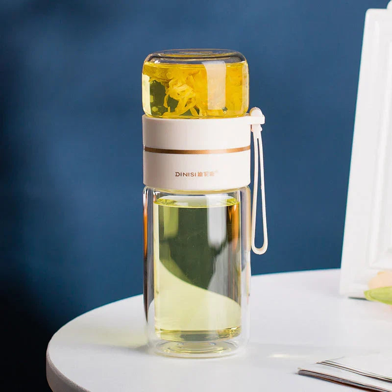 Skanto | Double-Walled Glass Bottle with Tea Filter and Infuser