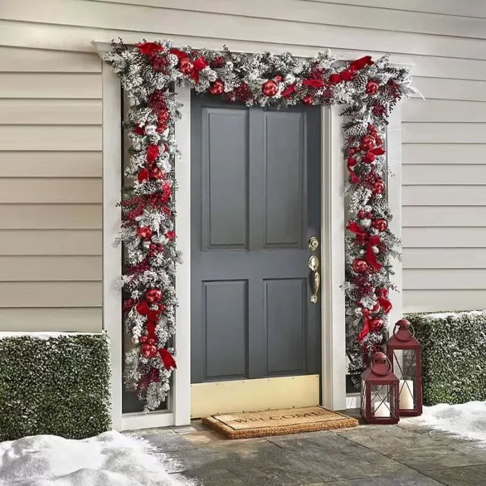 Kalsten | Cordless Prelit Holiday Trim | LED Lights, Auto-Timer & Premium Red/White Decor