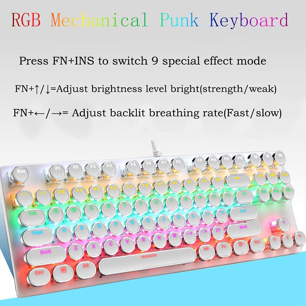 Kalsten | 87-Key Mechanical Gaming Keyboard RGB Backlit Blue Switch