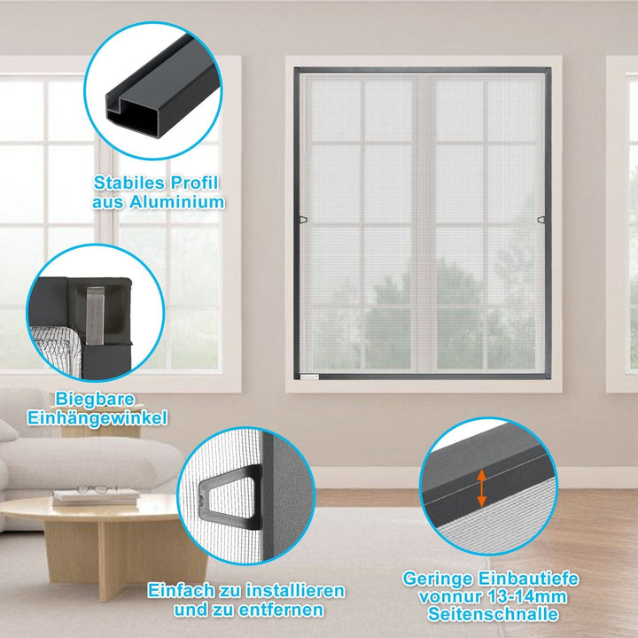 Fly screen window insect protection anthracite | Kalsten