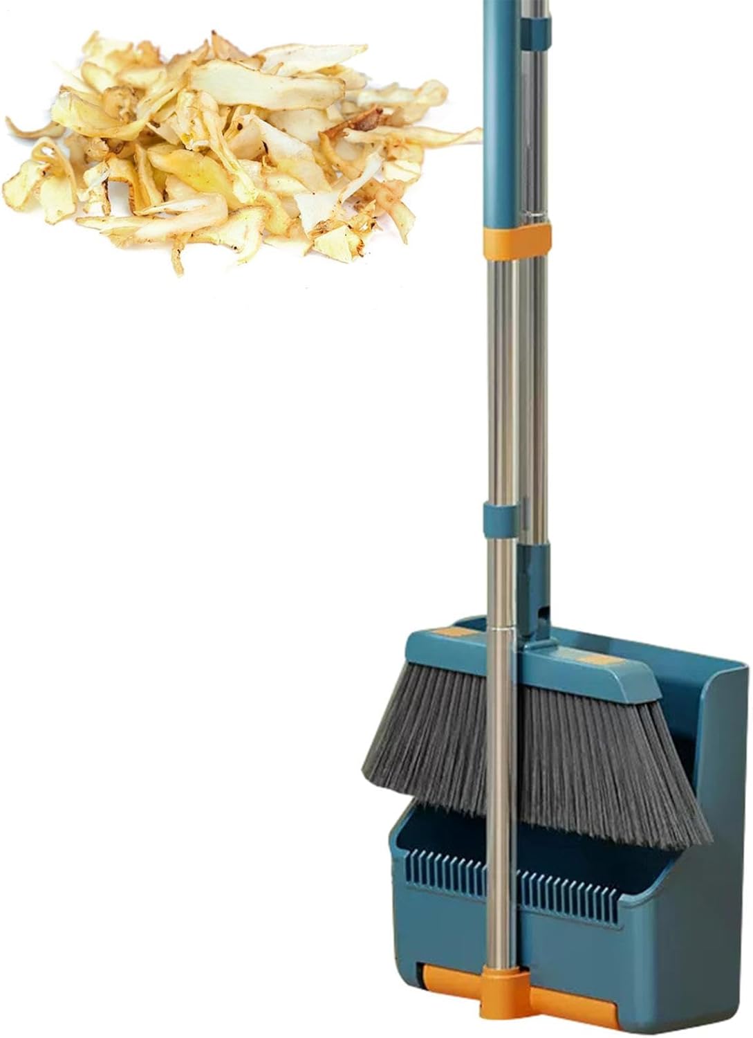 Skanto | Large Broom and Dustpan Set – Long Handle with 180° Rotating Broom Head – Clavira