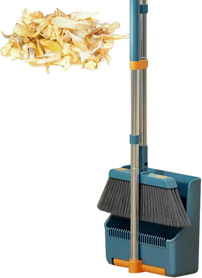 Skanto | Large Broom and Dustpan Set – Long Handle with 180° Rotating Broom Head – Clavira