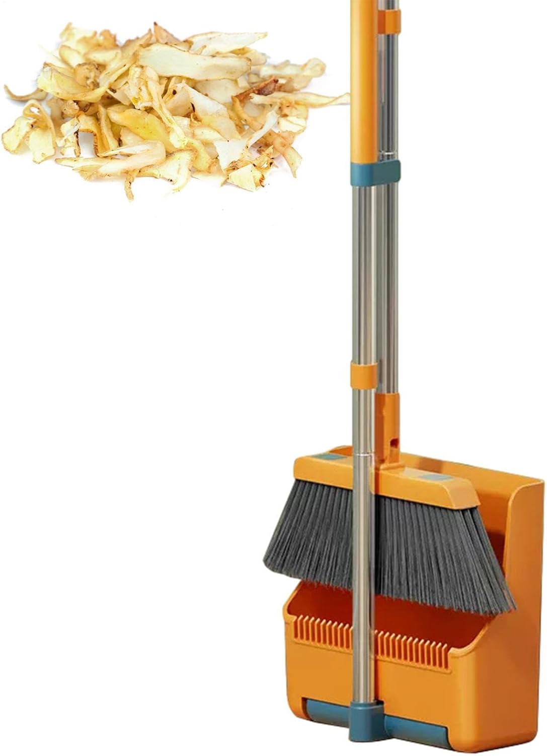 Skanto | Large Broom and Dustpan Set – Long Handle with 180° Rotating Broom Head – Clavira