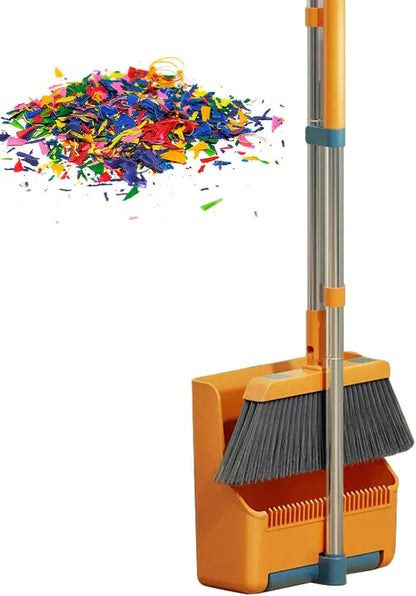 Skanto | Large Broom and Dustpan Set – Long Handle with 180° Rotating Broom Head – Clavira