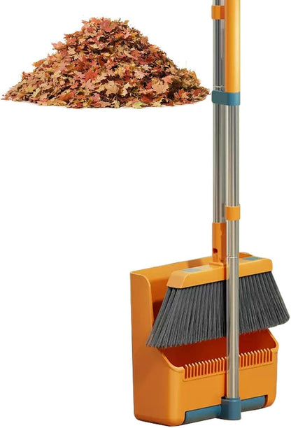 Skanto | Large Broom and Dustpan Set – Long Handle with 180° Rotating Broom Head – Clavira