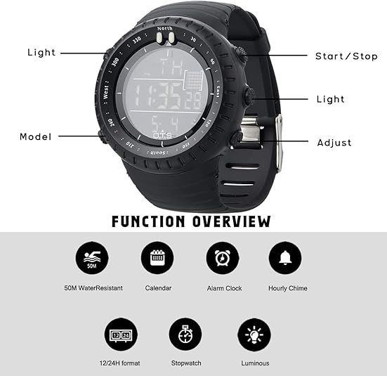 Kalsten | Henry Waterproof Men’s Digital Sports Watch – Shockproof, Tactical & LED Backlit Outdoor Timepiece