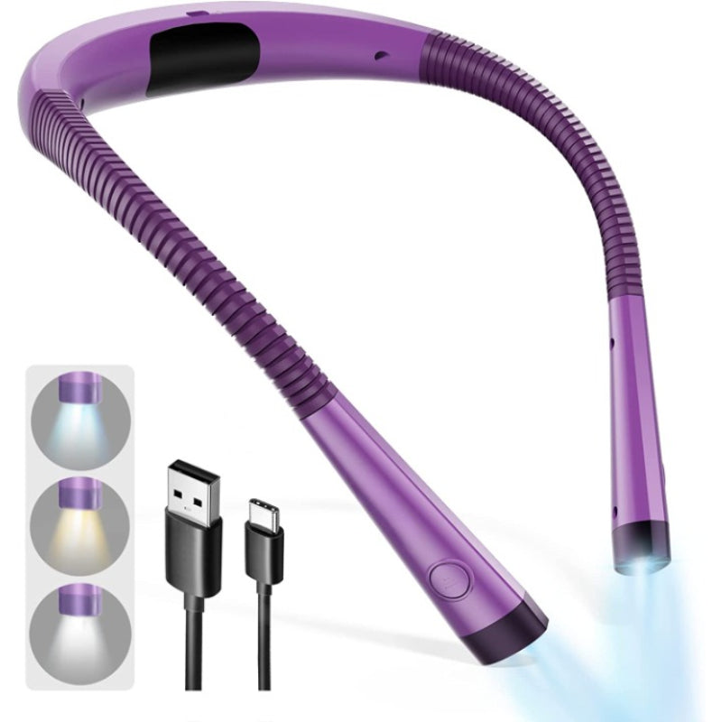 Kalsten | LED Neck Reading Lamp, Book Light for Reading in Bed, 3 Colors, 6 Brightness Levels, Flexible Arm, Rechargeable, Durable, Perfect for Reading, Knitting, Camping, Repairing