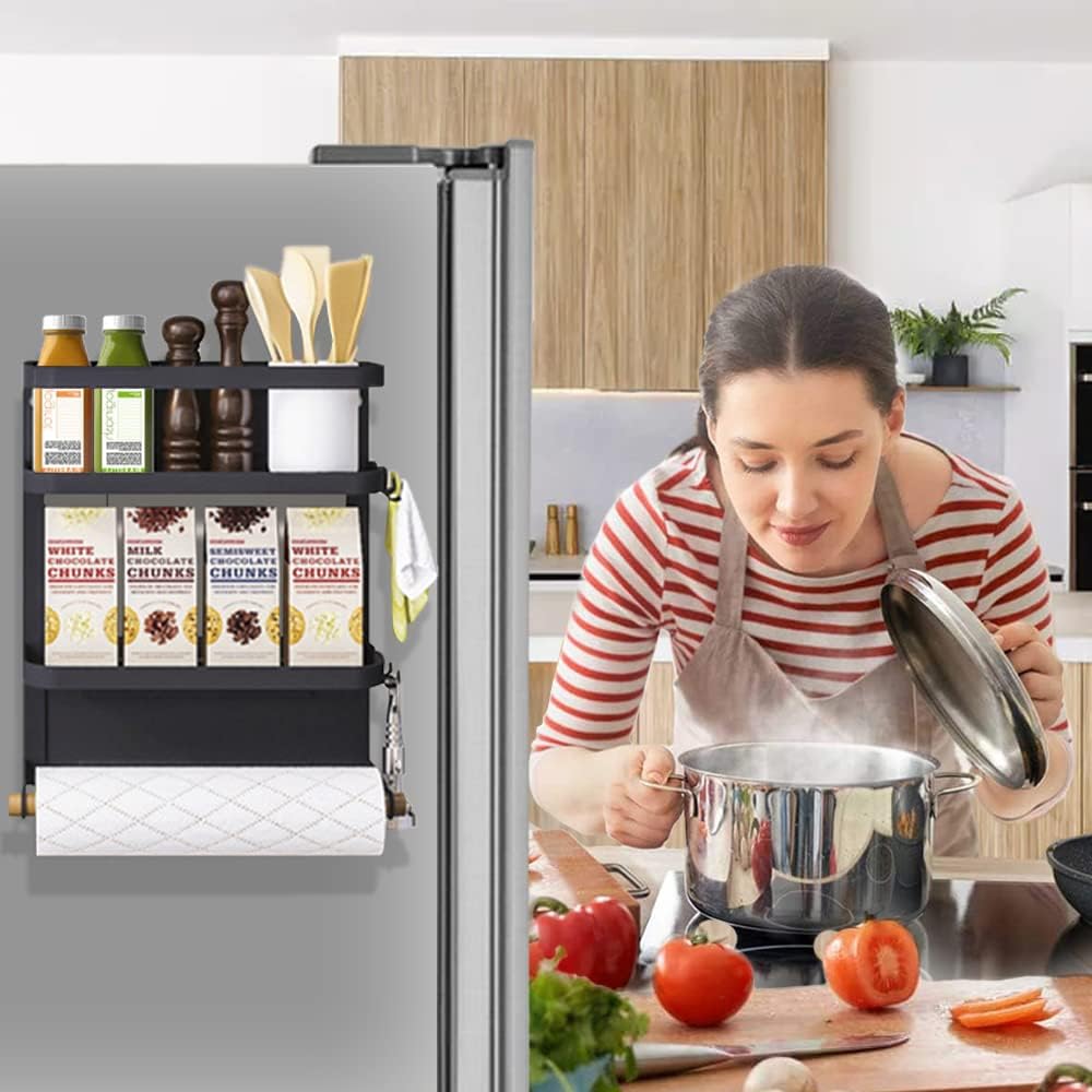 Kalsten | Magnetic Fridge Spice Rack with Paper Towel Holder – Oryden