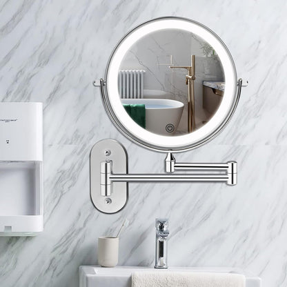 Illuminated wall mirror with 10x magnification and USB charging function | Karnz