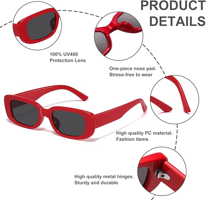 Retro Rectangular Y2K Sunglasses - Aria | Kalsten