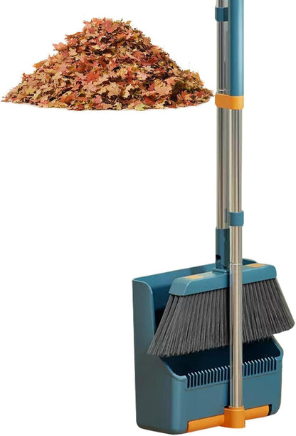 Skanto | Large Broom and Dustpan Set – Long Handle with 180° Rotating Broom Head – Clavira