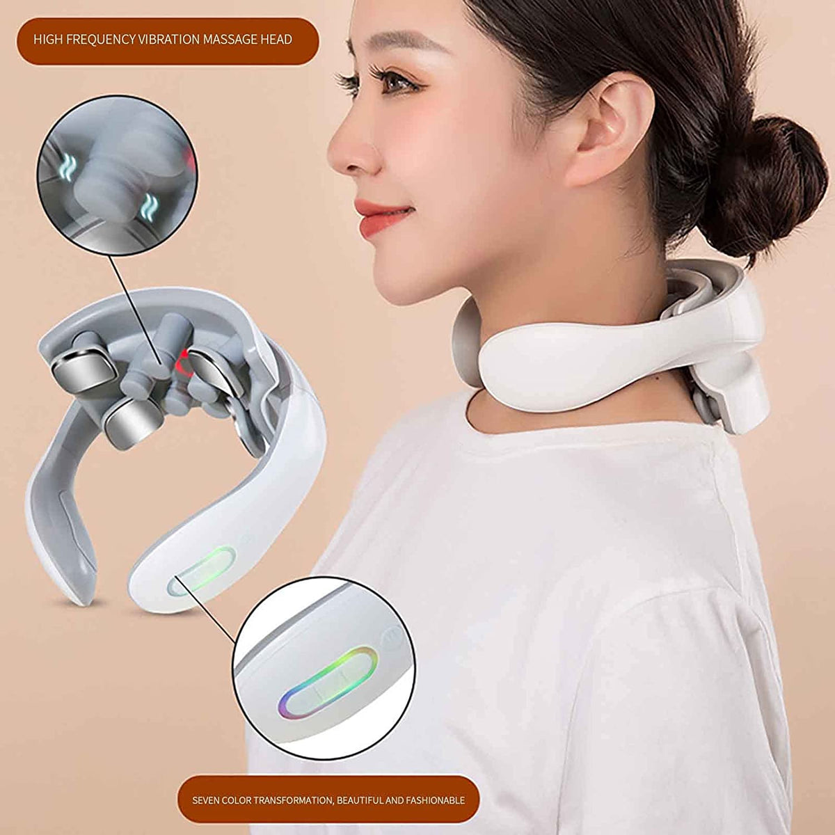Skanto | Skanto Neck Massager with Heat, Pain Relief, Smart Neck Massager, 4 Massage Heads Portable Deep Tissue Trigger Point Massager
