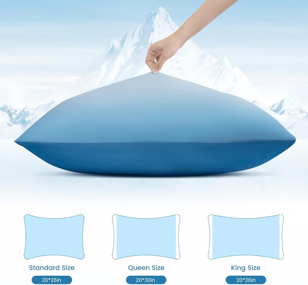 2 Pack Blue Cooling Pillowcases – Breathable, Soft, Skin & Hair Protecting | Kalsten