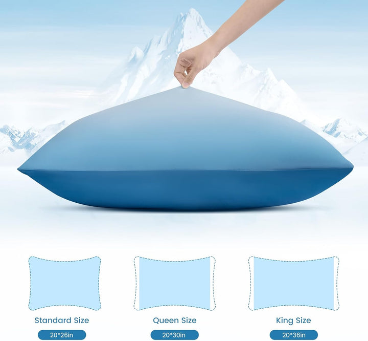 2 Pack Blue Cooling Pillowcases – Breathable, Soft, Skin & Hair Protecting | Kalsten