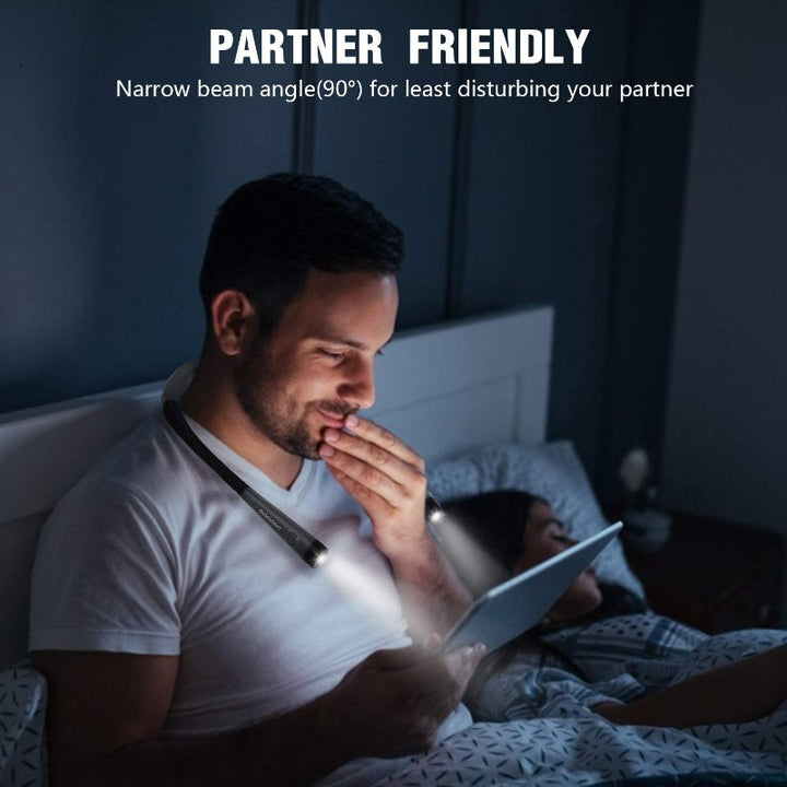 Kalsten | LED Neck Reading Lamp, Book Light for Reading in Bed, 3 Colors, 6 Brightness Levels, Flexible Arm, Rechargeable, Durable, Perfect for Reading, Knitting, Camping, Repairing