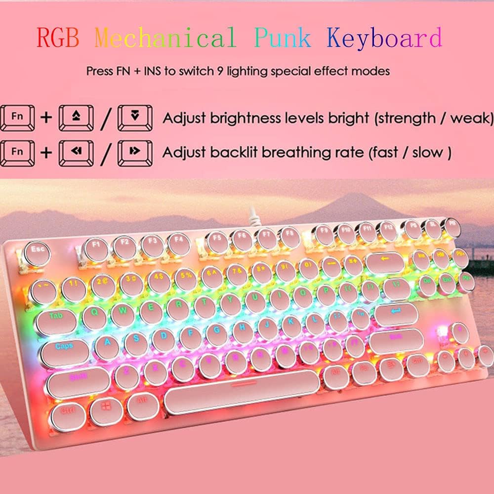 Kalsten | 87-Key Mechanical Gaming Keyboard RGB Backlit Blue Switch