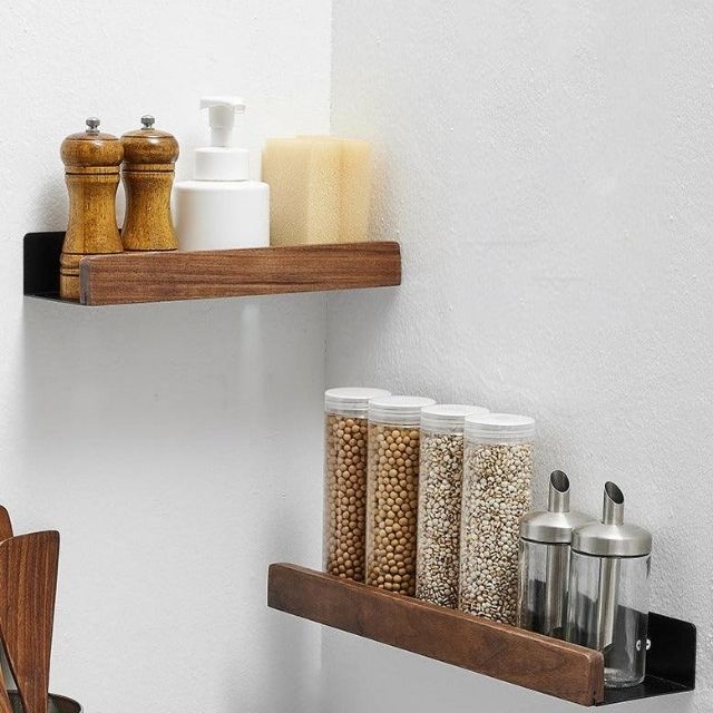 Solid Wood No-Drill Bathroom Shelf